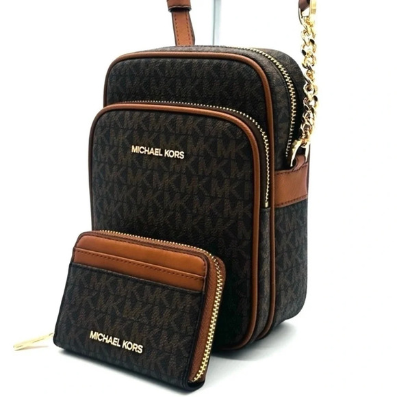 Michael Kors Handbags - Michael Kors Medium NS Chain Xbody Bag & Jet Set Travel MD ZA Card Case Wallet